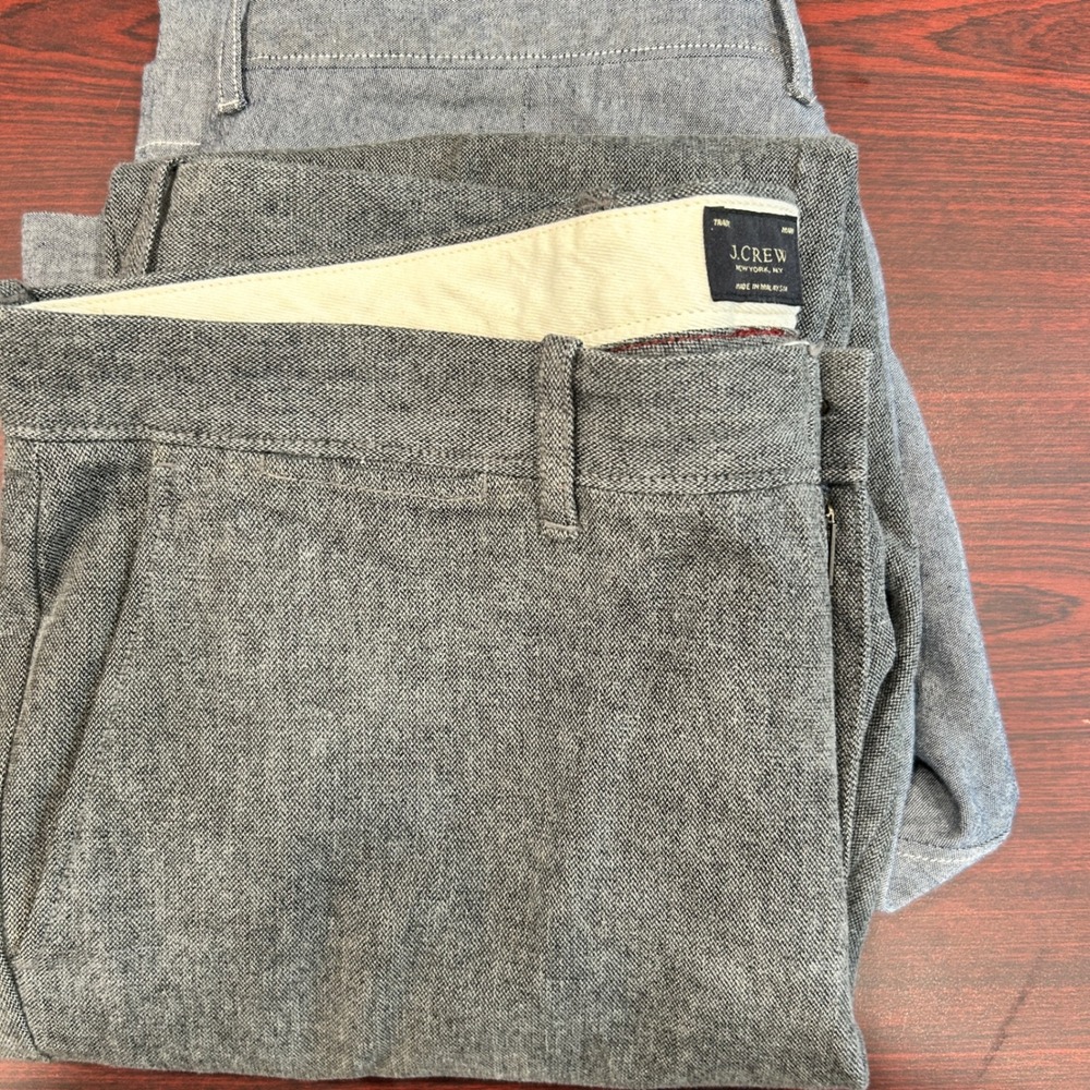 J.Crew Pants Mens 34x32 Gray Chambray Chino Straight Trousers Bundle